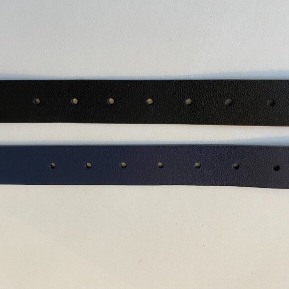 2 Pack Women's Vegan Leather Belts | 1 Black + 1 Blue with gold-tone buckles - Picture 7 of 7